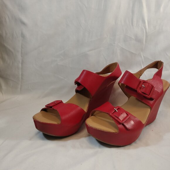 Kork-Ease Susie Wedge Platform Sandals in Red - Picture 8 of 12